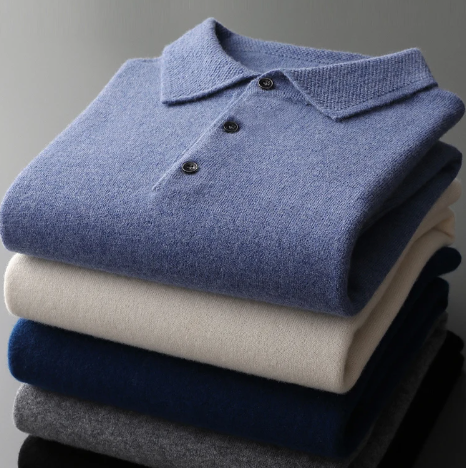 Polo Sweater - Natural Fiber Blend And Warm Breathable Fit