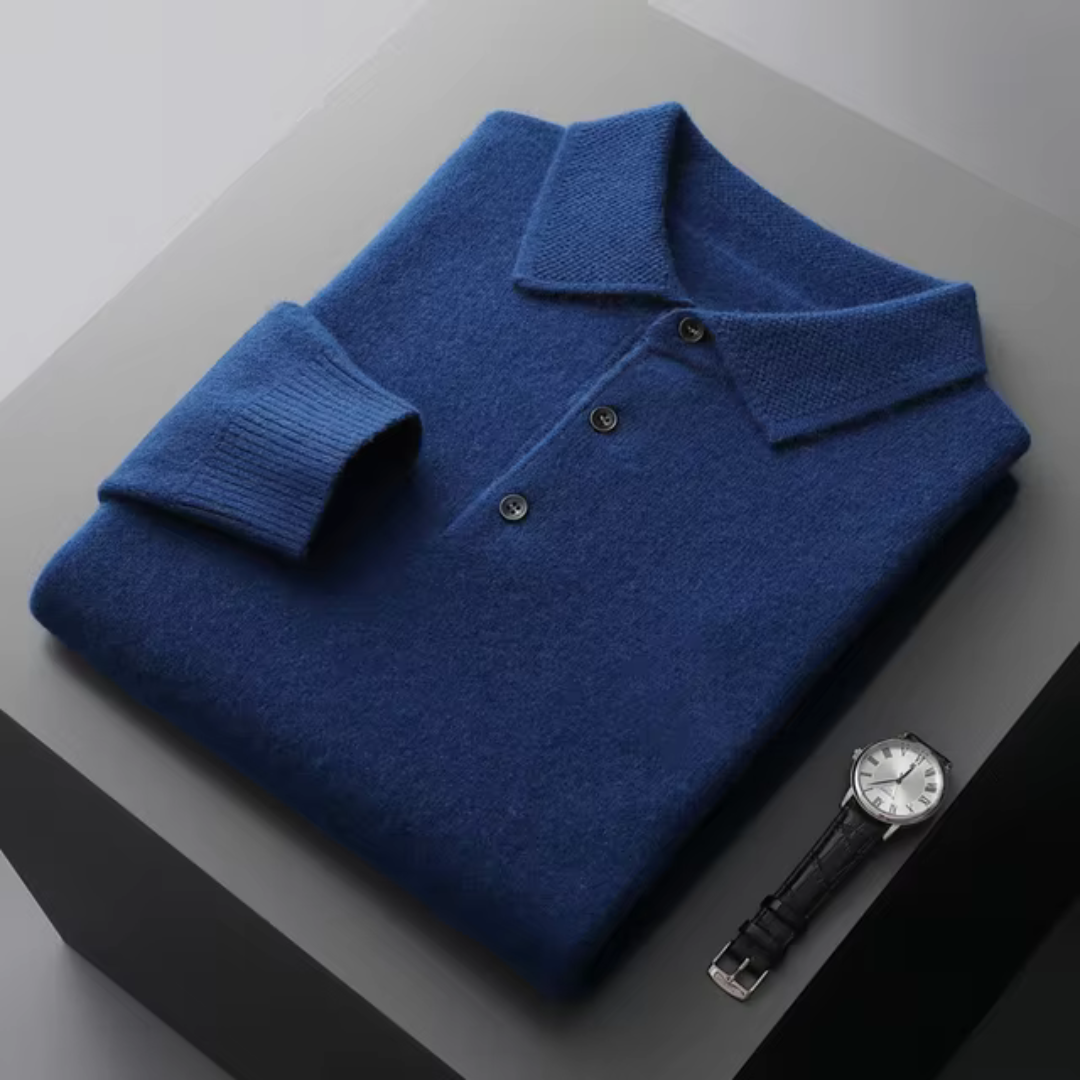 Polo Sweater - Natural Fiber Blend And Warm Breathable Fit