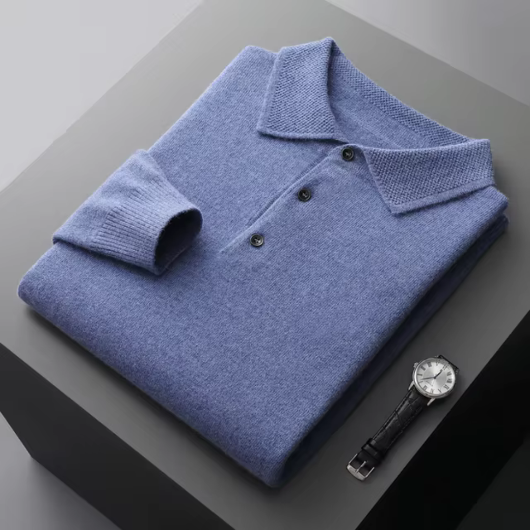 Polo Sweater - Natural Fiber Blend And Warm Breathable Fit