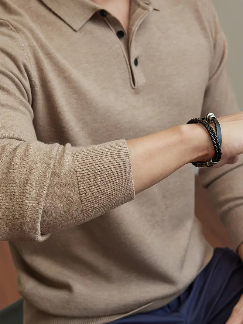 Polo Sweater - Structured Collar & Breathable Warmth