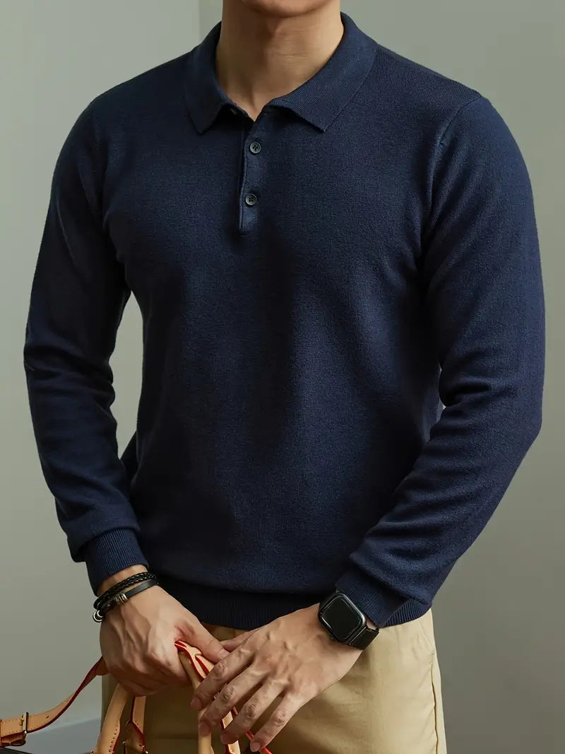 Polo Sweater - Structured Collar & Breathable Warmth