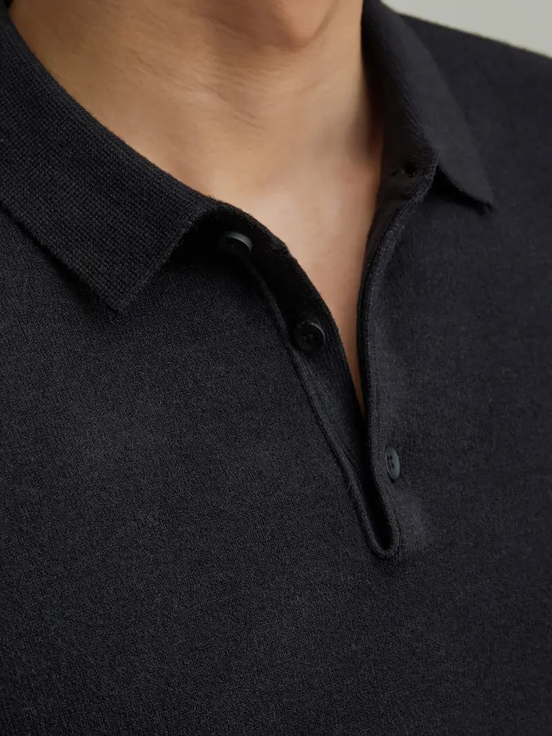 Polo Sweater - Structured Collar & Breathable Warmth