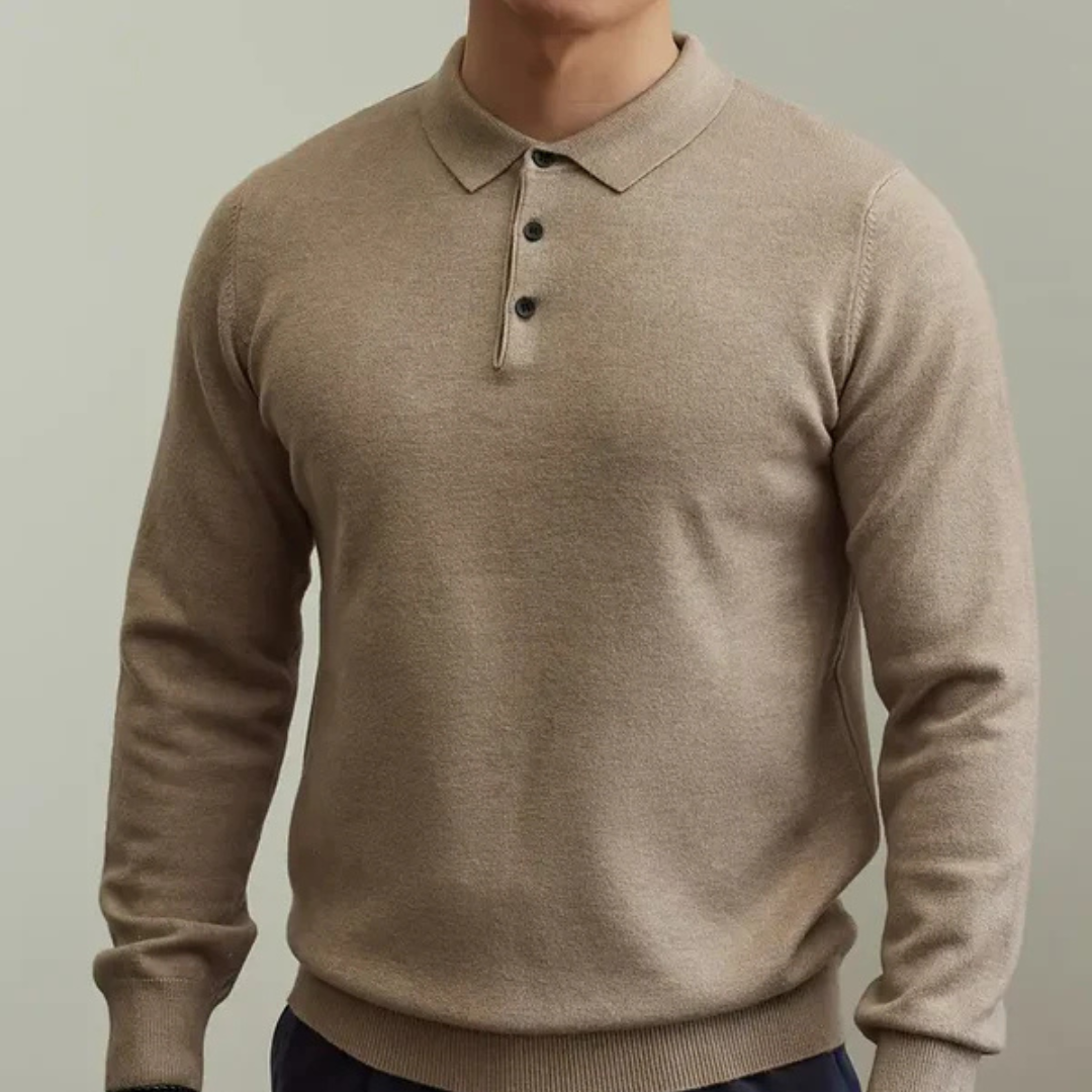 Polo Sweater - Structured Collar & Breathable Warmth