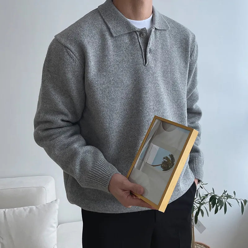 Polo Sweater - Tailored Collar and Breathable Soft Blend