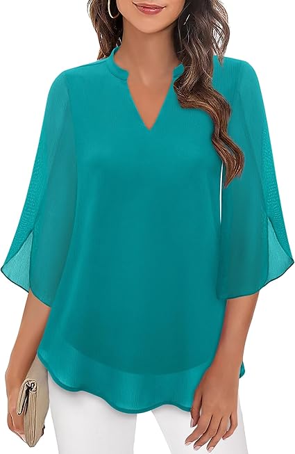 Polyester Blend Blouse - Relaxed Tailored Shape And Airflow