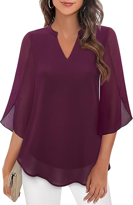 Polyester Blend Blouse - Relaxed Tailored Shape And Airflow