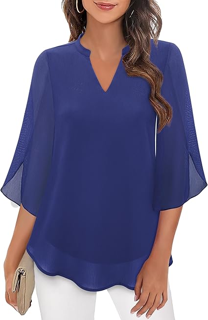 Polyester Blend Blouse - Relaxed Tailored Shape And Airflow