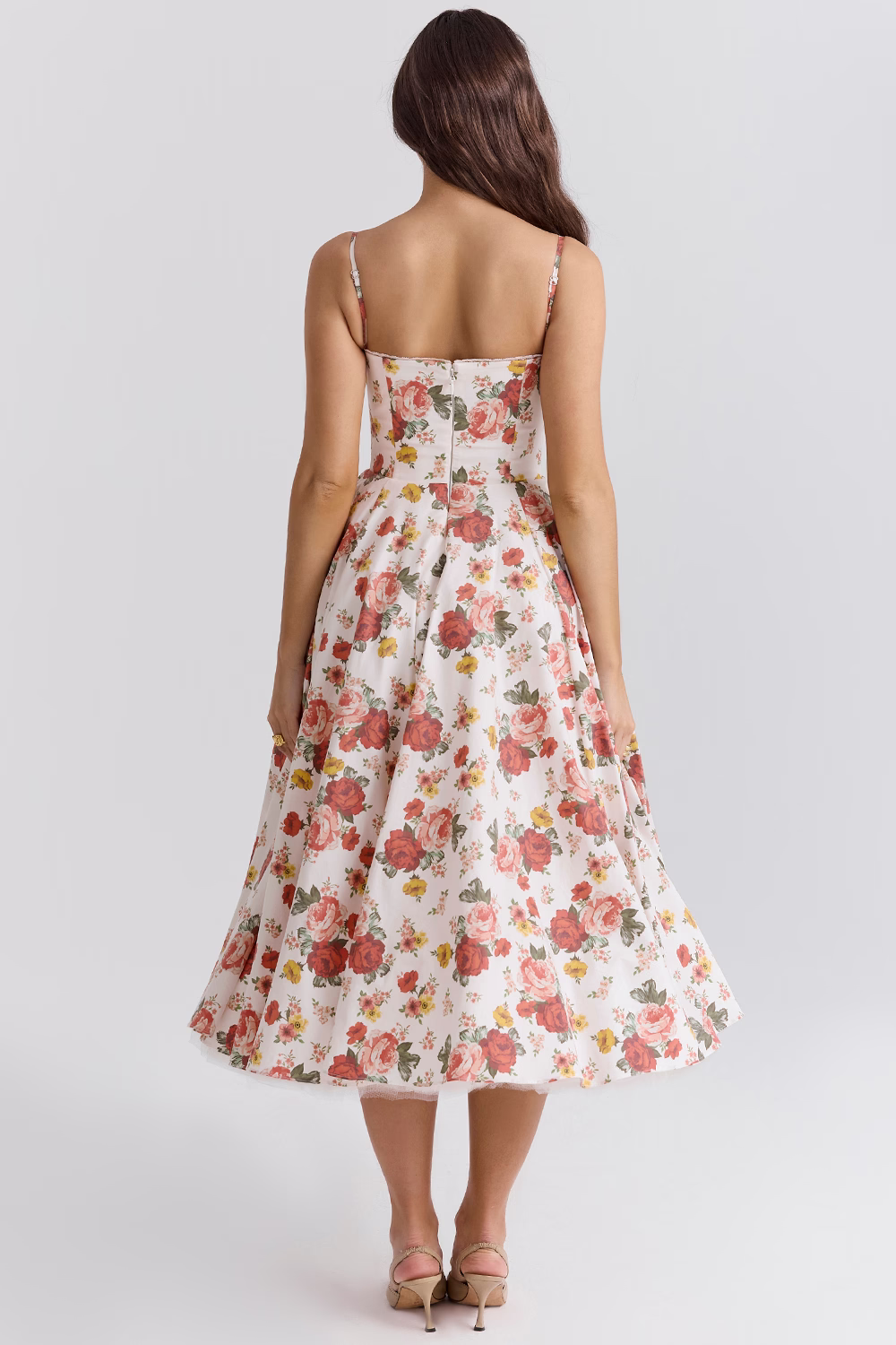 Polyester Blend Dress - Corset Bodice And Full Skirt