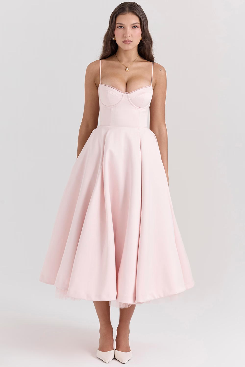 Polyester Blend Dress - Corset Bodice And Full Skirt