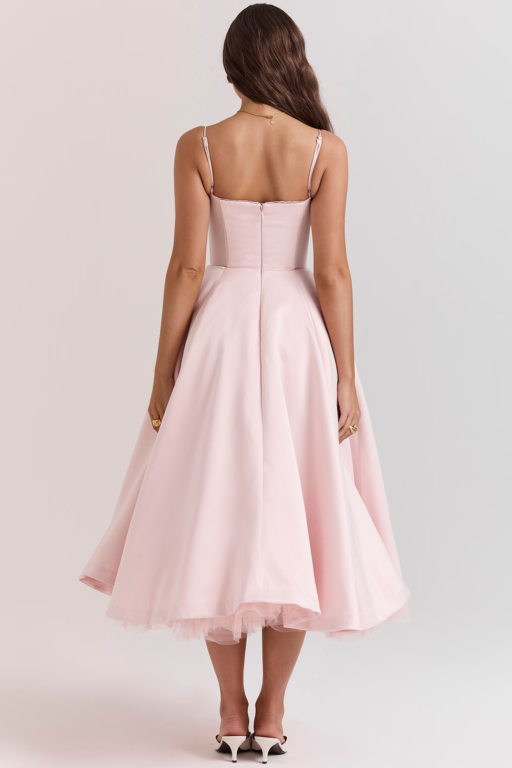 Polyester Blend Dress - Corset Bodice And Full Skirt