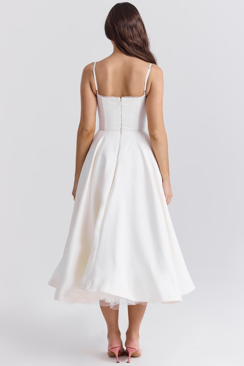Polyester Blend Dress - Corset Bodice And Full Skirt