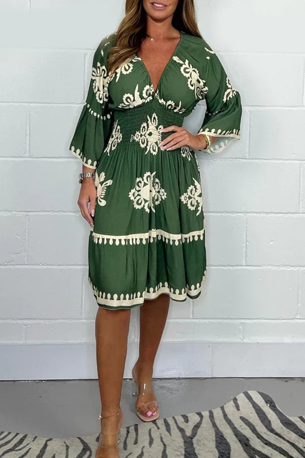 Polyester Blend Dress – Embroidered Panels & Flowing Shape