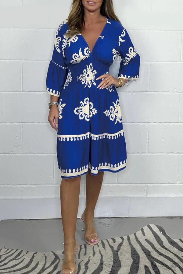 Polyester Blend Dress – Embroidered Panels & Flowing Shape
