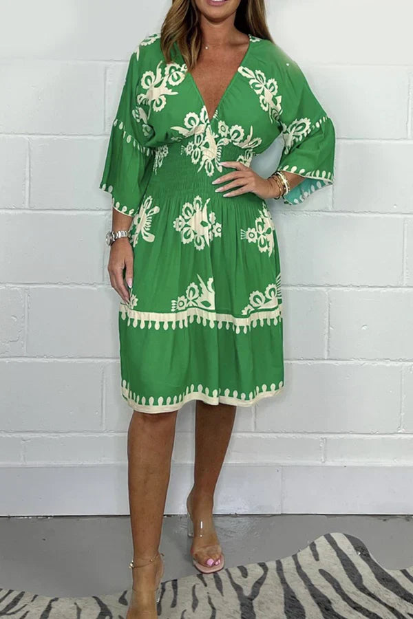 Polyester Blend Dress – Embroidered Panels & Flowing Shape