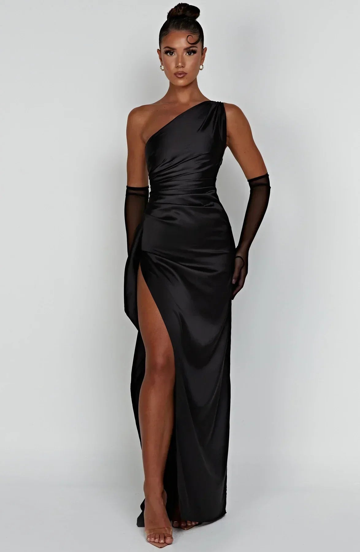 Polyester Blend Dress - One Shoulder Cut For Easy Movement