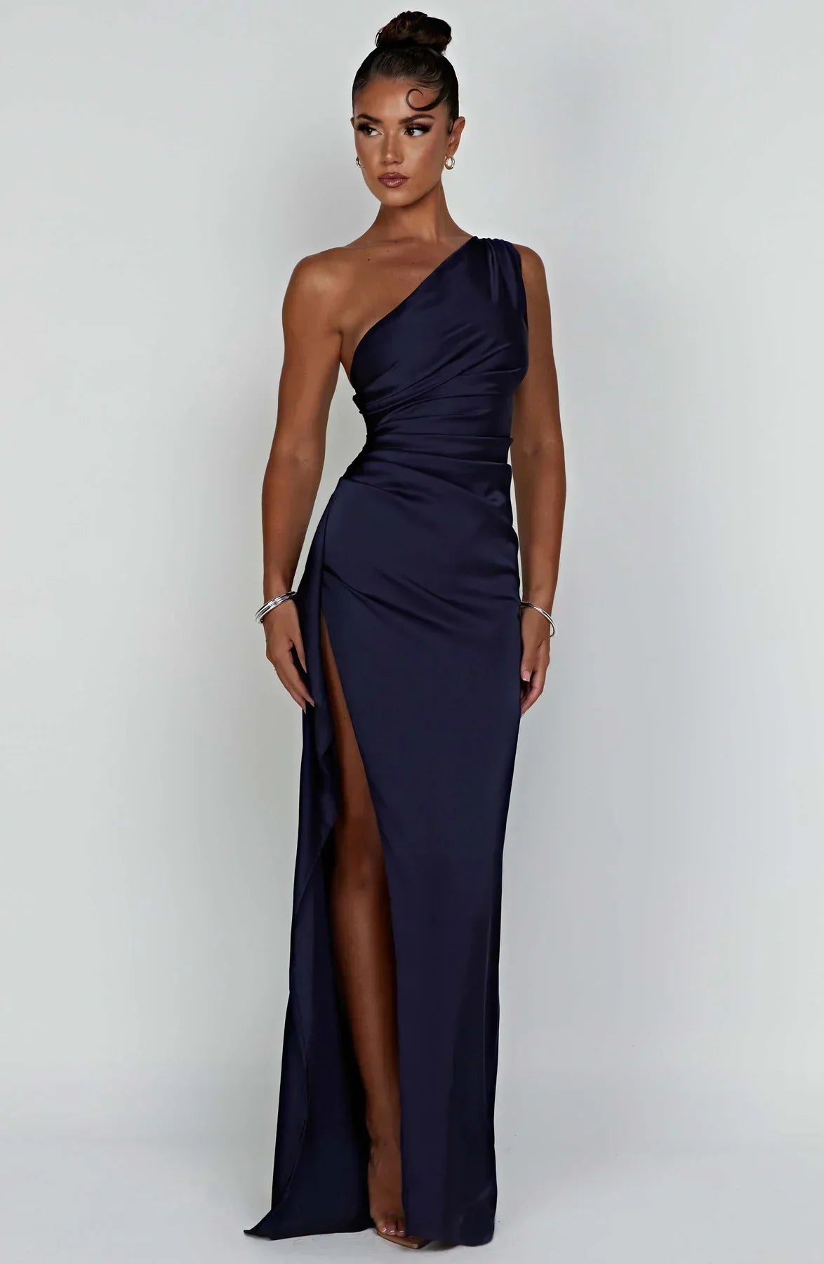 Polyester Blend Dress - One Shoulder Cut For Easy Movement