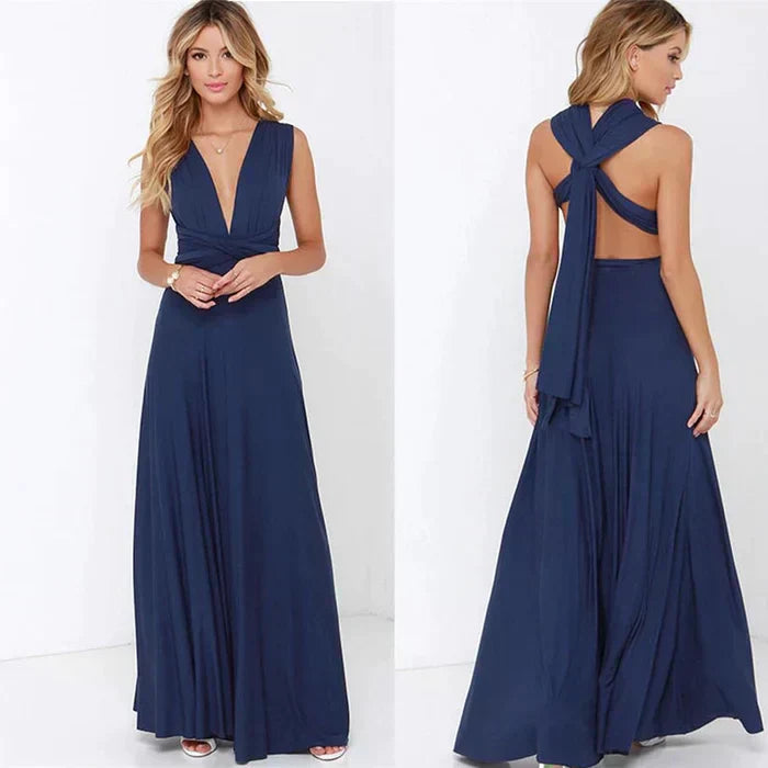 Polyester Blend Dress – Open Back Crossed Straps & Airflow