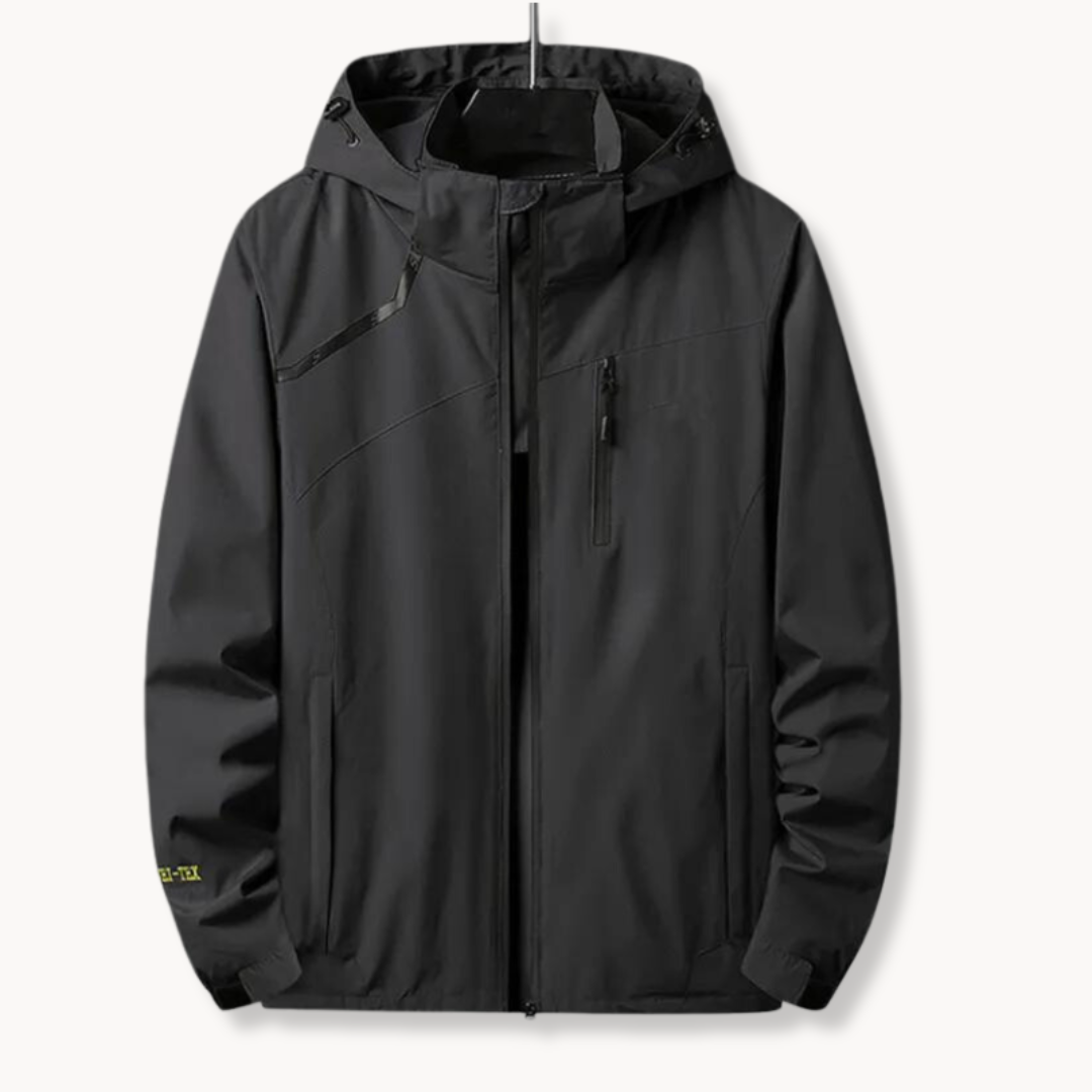 Polyester Blend Jacket - Attached Hood And Adjustable Hem