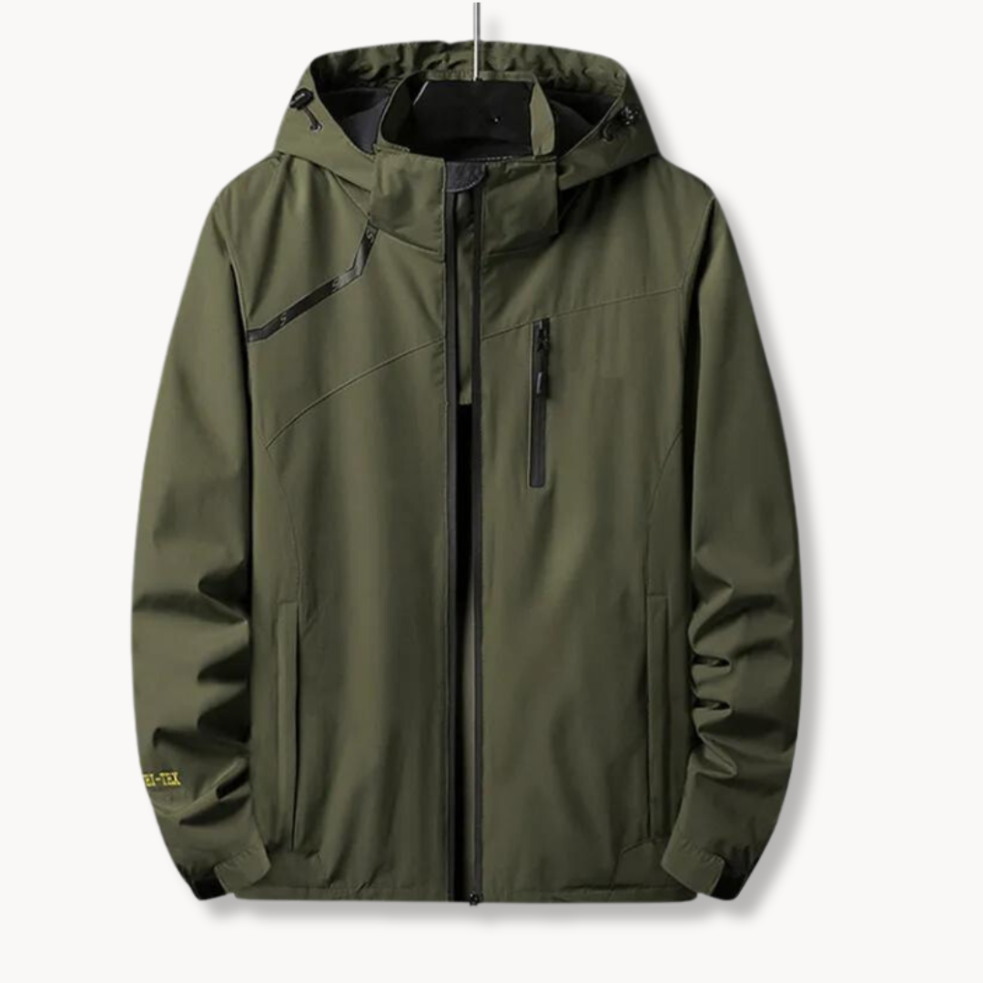 Polyester Blend Jacket - Attached Hood And Adjustable Hem