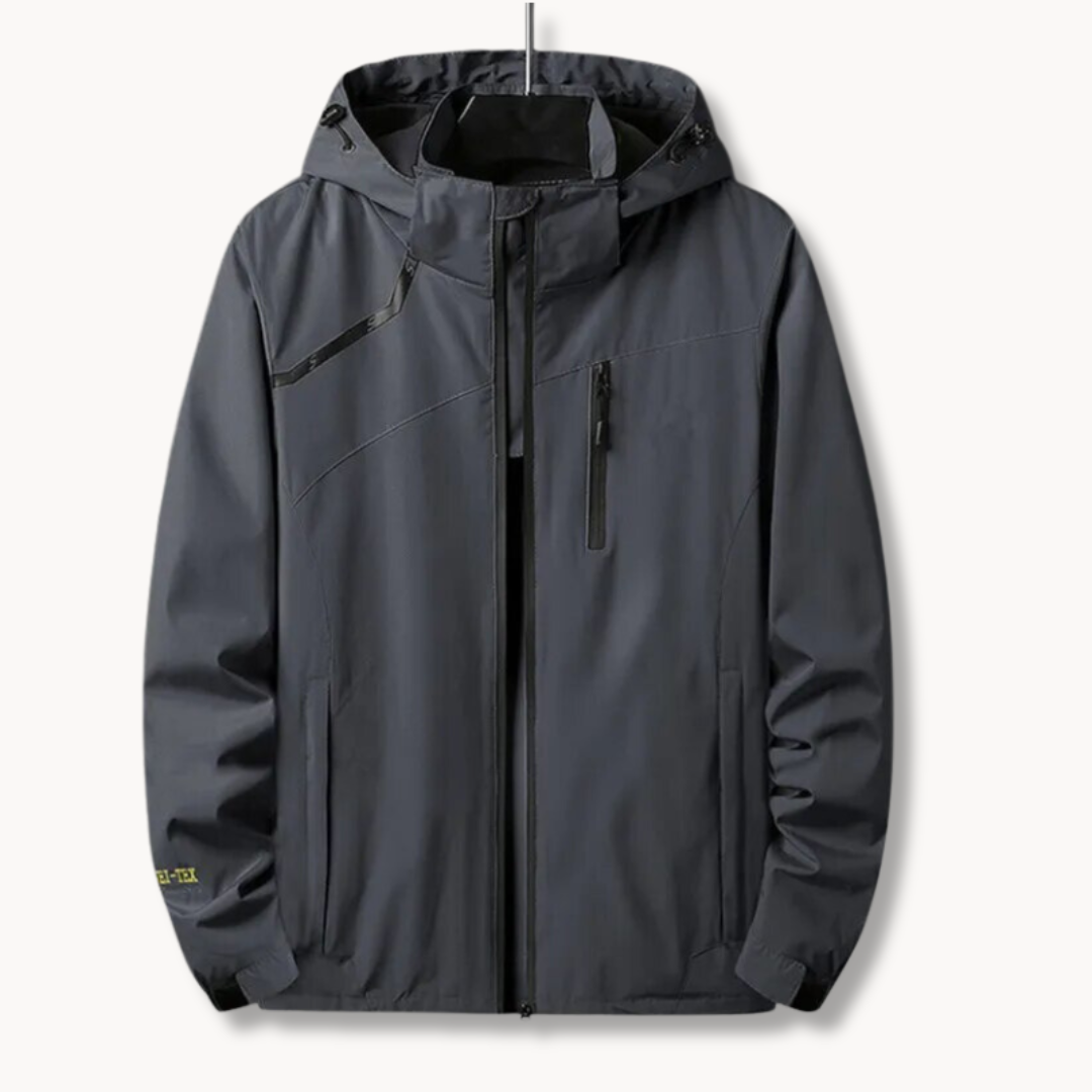 Polyester Blend Jacket - Attached Hood And Adjustable Hem