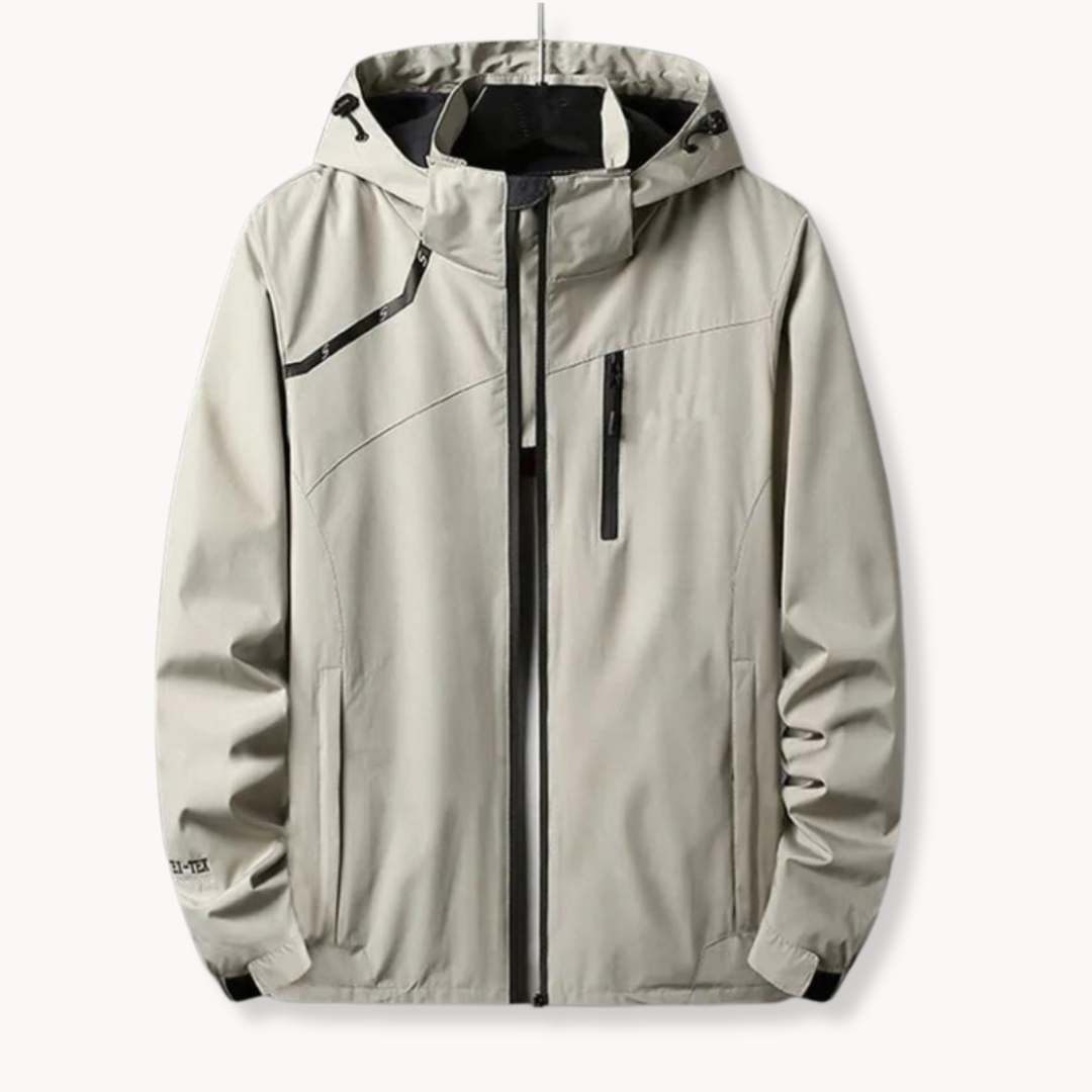 Polyester Blend Jacket - Attached Hood And Adjustable Hem