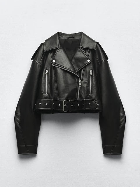 Polyester Blend Jacket - Cropped Waist And Layering Shape
