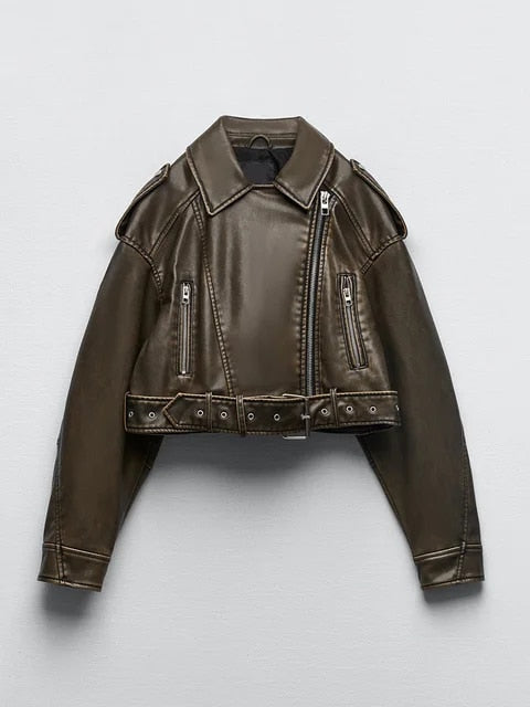 Polyester Blend Jacket - Cropped Waist And Layering Shape