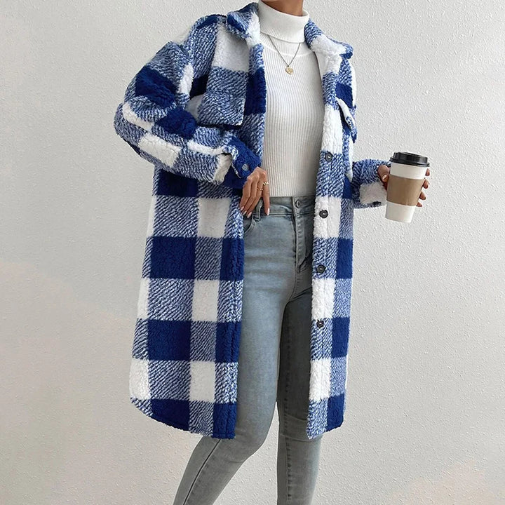 Polyester Blend Jacket - Plaid Outer And Warm Fleece Lining