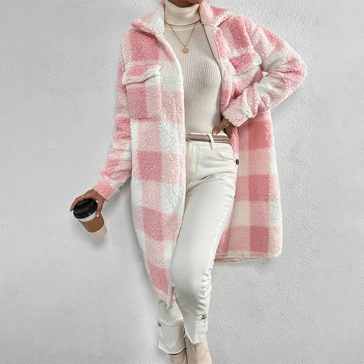 Polyester Blend Jacket - Plaid Outer And Warm Fleece Lining