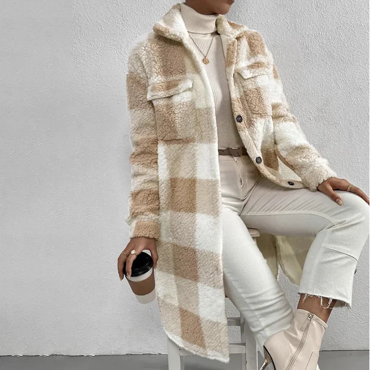 Polyester Blend Jacket - Plaid Outer And Warm Fleece Lining