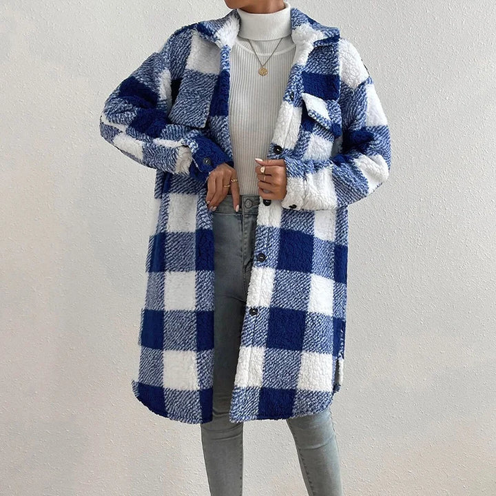 Polyester Blend Jacket - Plaid Outer And Warm Fleece Lining