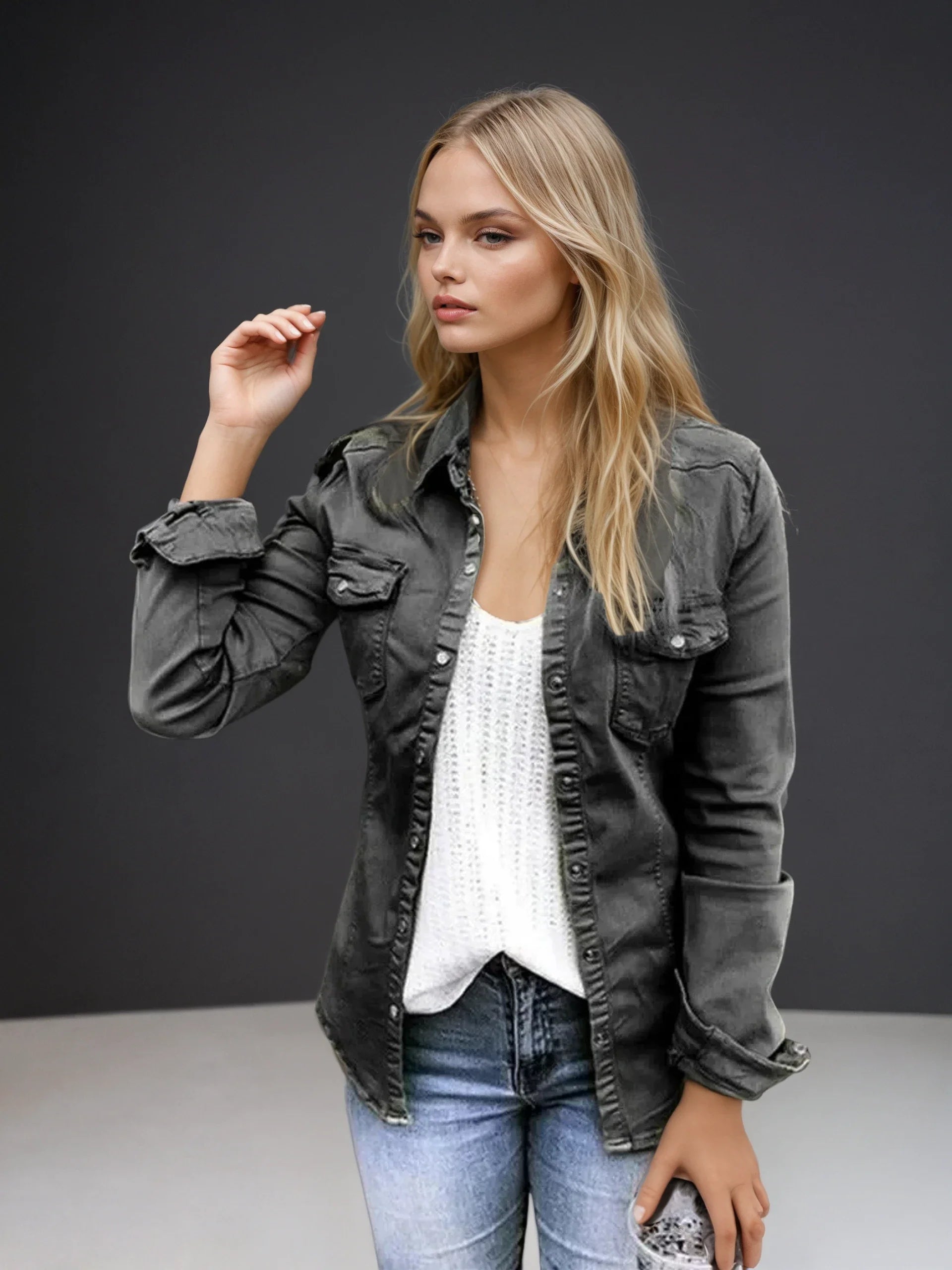 Polyester Blend Jacket – Tailored Cut & Multiple Pockets