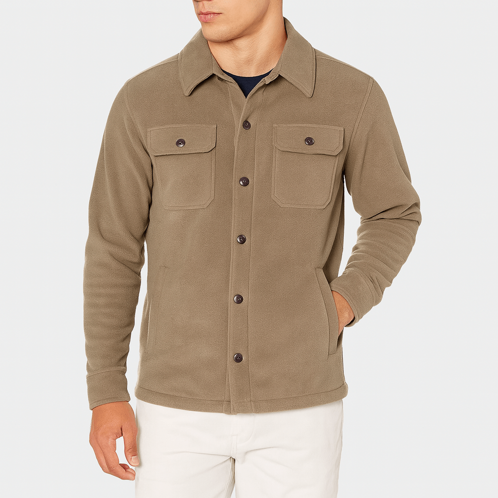 Polyester Blend Jacket - Turn Down Collar & Tailored Fit