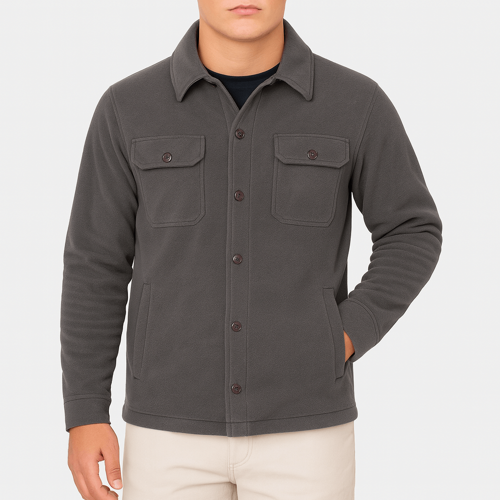 Polyester Blend Jacket - Turn Down Collar & Tailored Fit