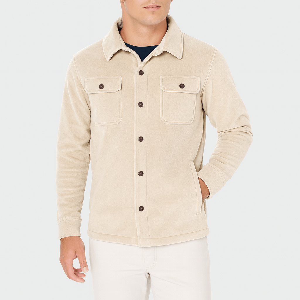 Polyester Blend Jacket - Turn Down Collar & Tailored Fit