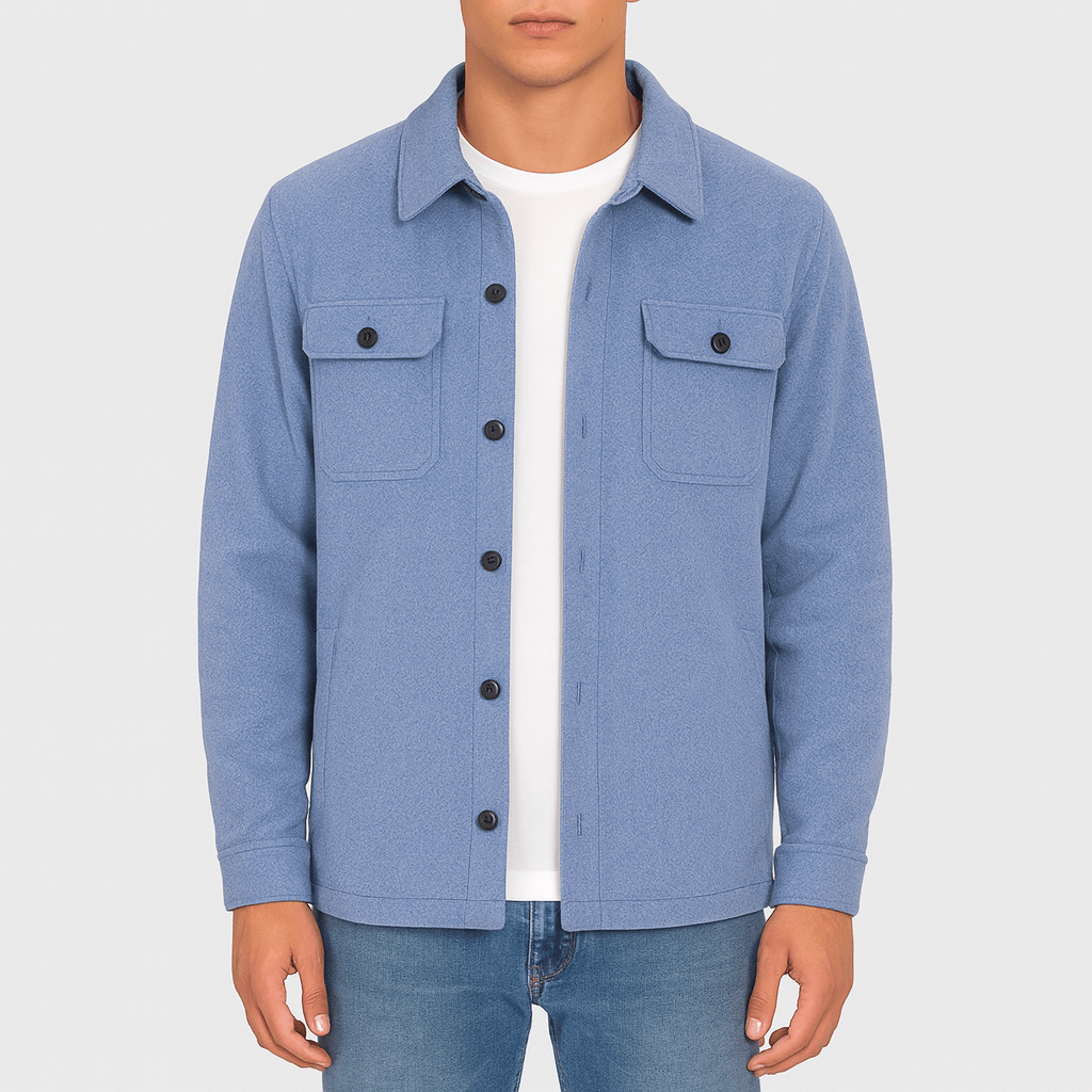 Polyester Blend Jacket - Turn Down Collar & Tailored Fit