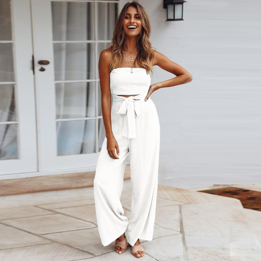 Polyester Blend Jumpsuit - Loose Cut & Easy Movement