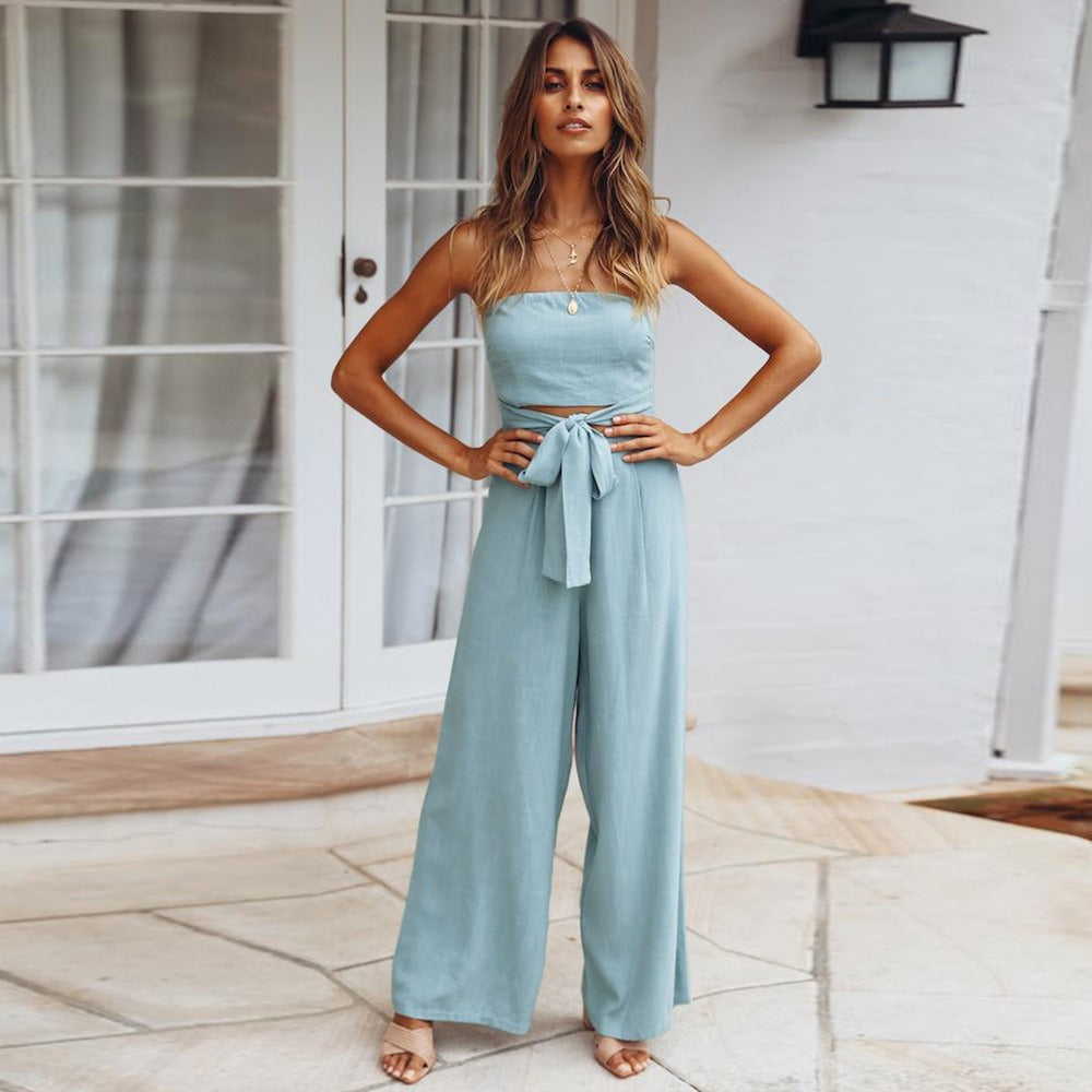 Polyester Blend Jumpsuit - Loose Cut & Easy Movement