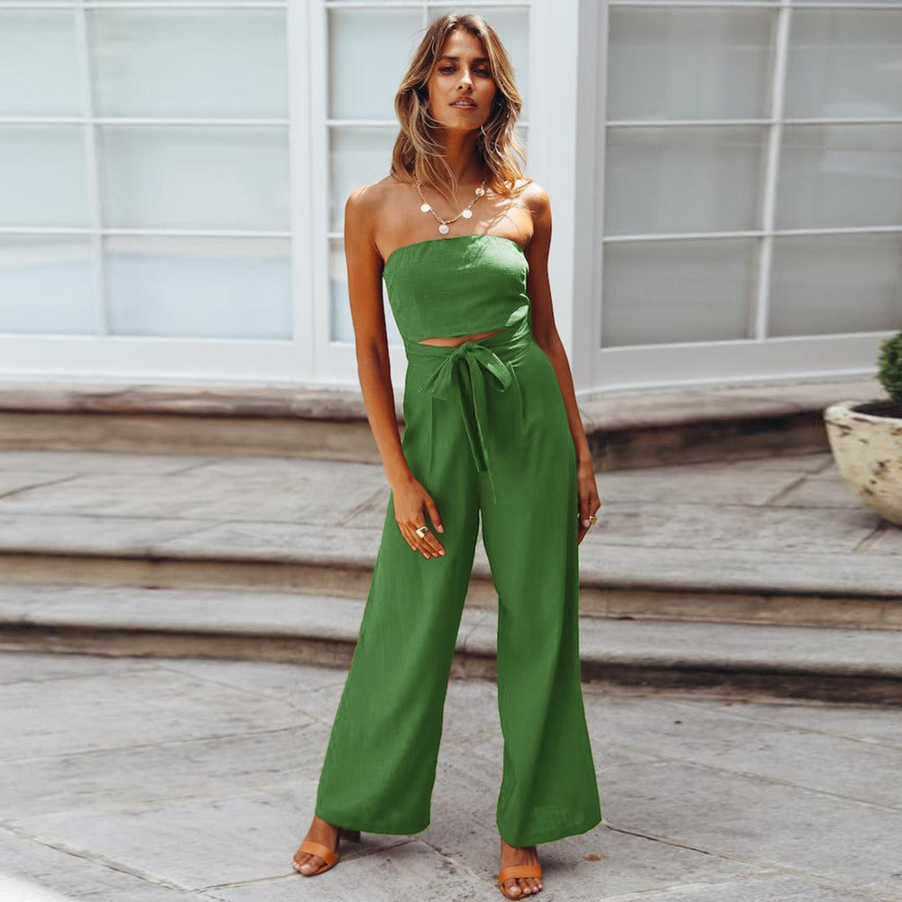 Polyester Blend Jumpsuit - Loose Cut & Easy Movement