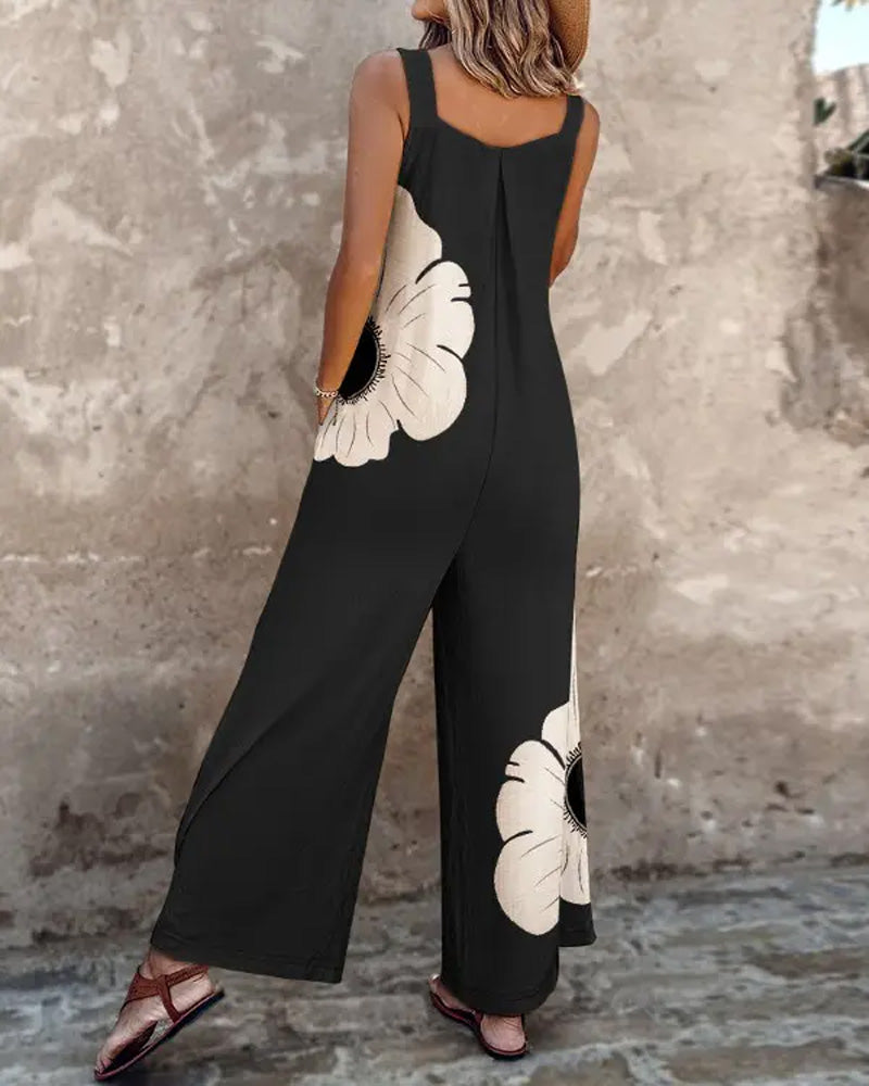 Polyester Blend Jumpsuit – Wide Leg Cut & Roomy Fit