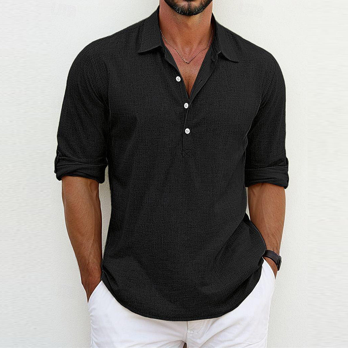 Polyester Blend Polo Shirt – Classic Collar & Loose Fit