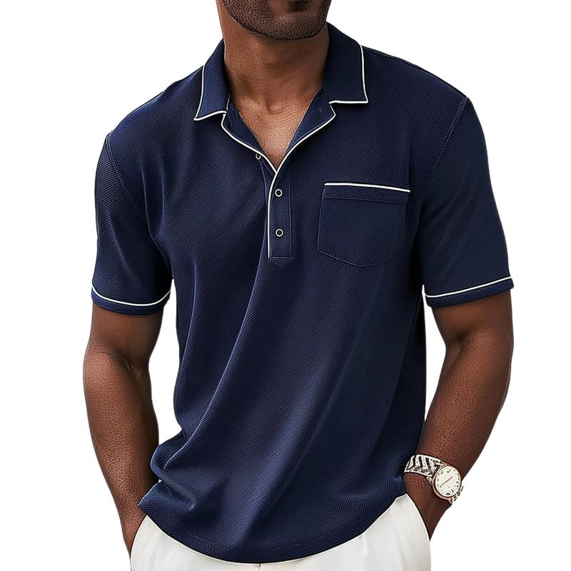 Polyester Blend Polo Shirt - Colorblock Panels & Layering