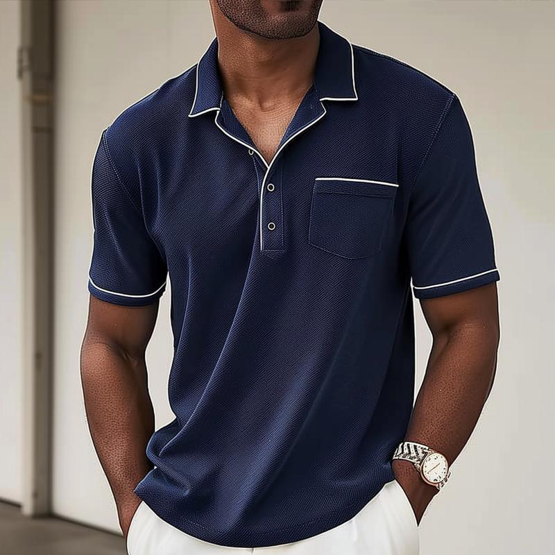 Polyester Blend Polo Shirt - Colorblock Panels & Layering