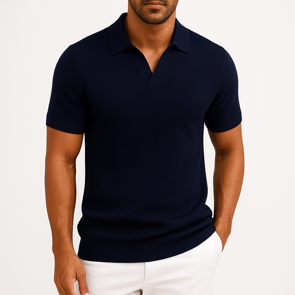 Polyester Blend Polo Shirt - Textured Knit & Easy Airflow