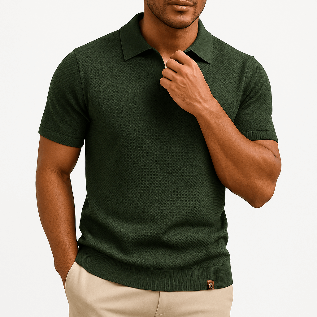 Polyester Blend Polo Shirt - Textured Knit & Easy Airflow
