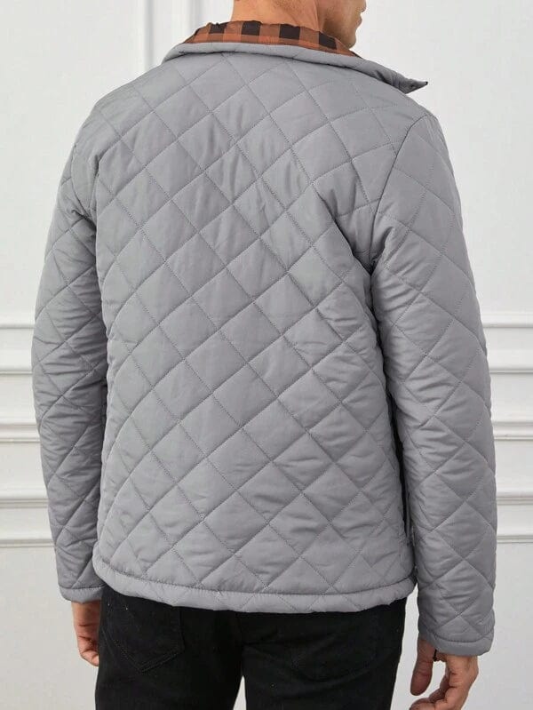 Polyester Blend Puffer Jacket – Quilted Body & High Collar