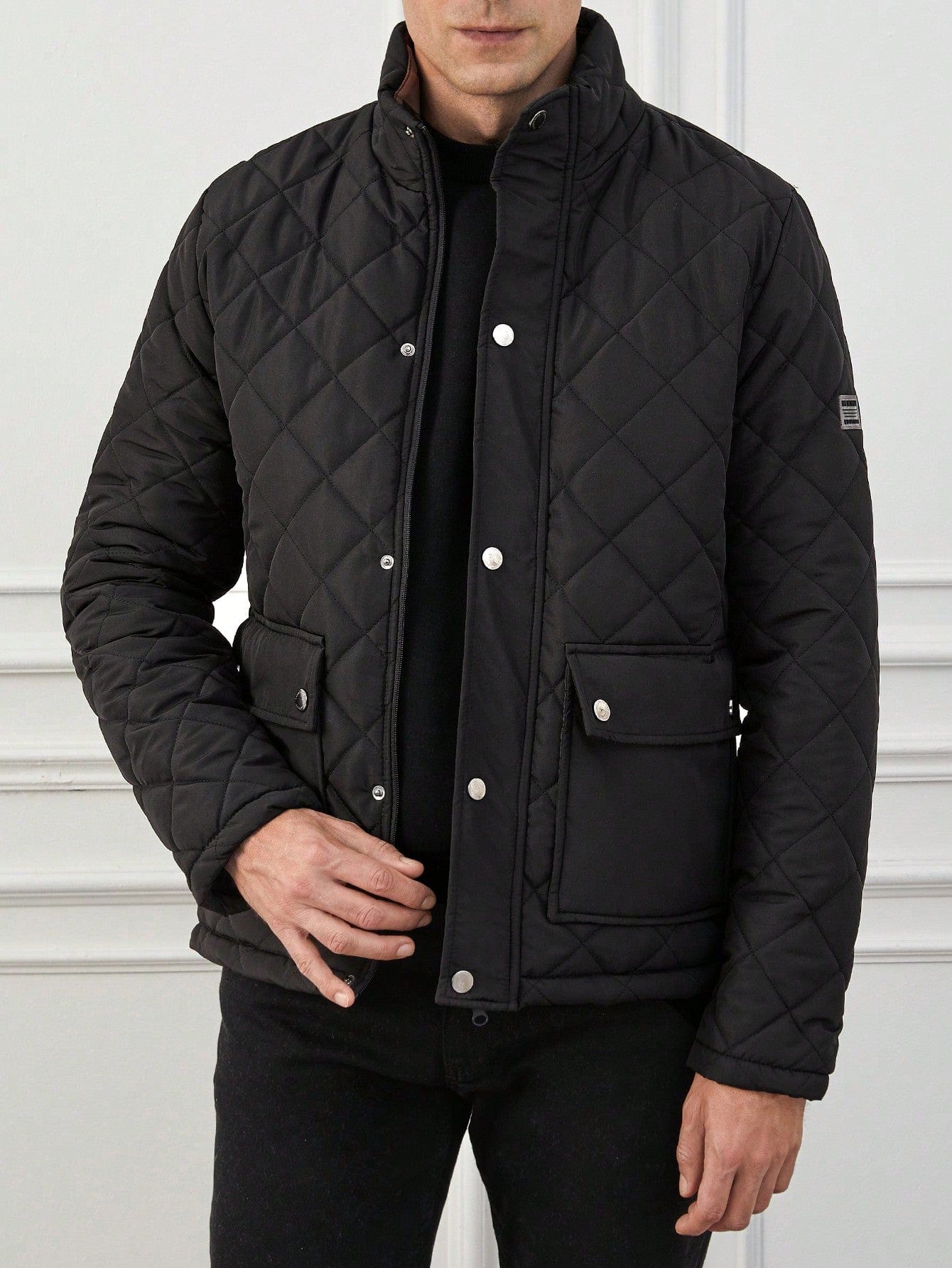 Polyester Blend Puffer Jacket – Quilted Body & High Collar