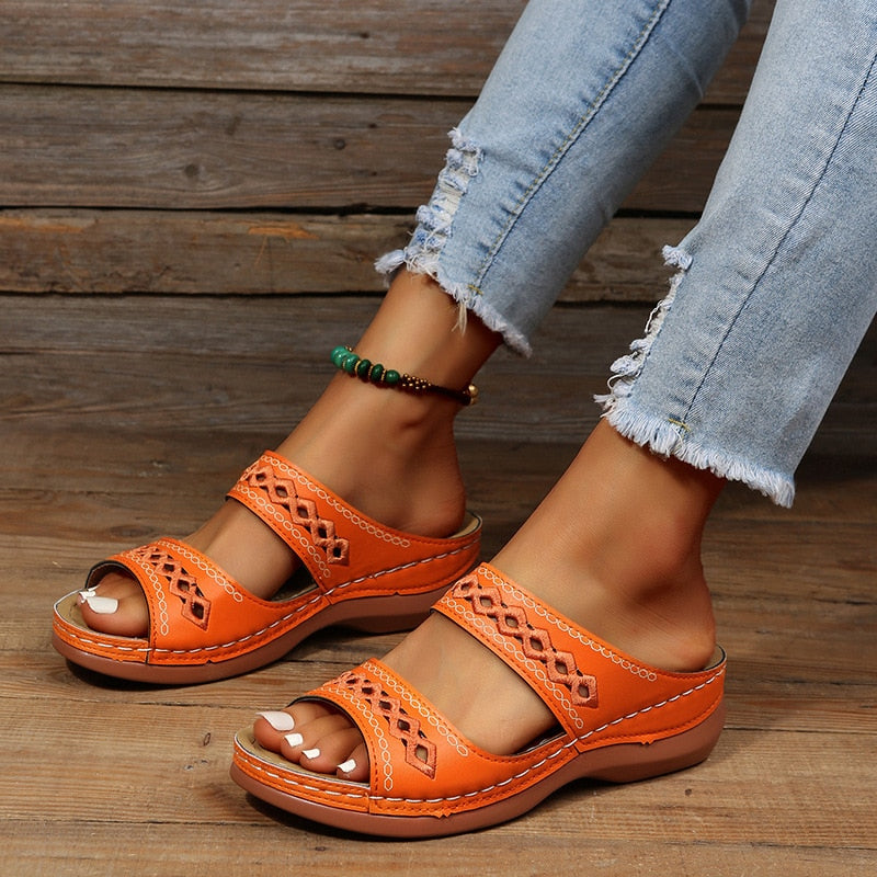 Polyester Blend Sandals – Slip On And Molded Arch Support