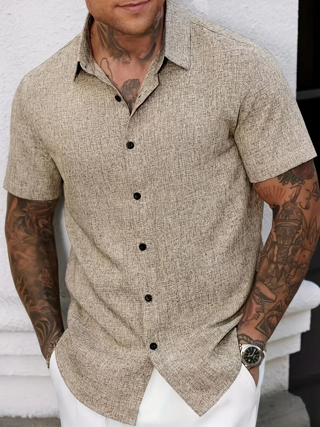 Polyester Blend Shirt – Button Front & Breathable Fit
