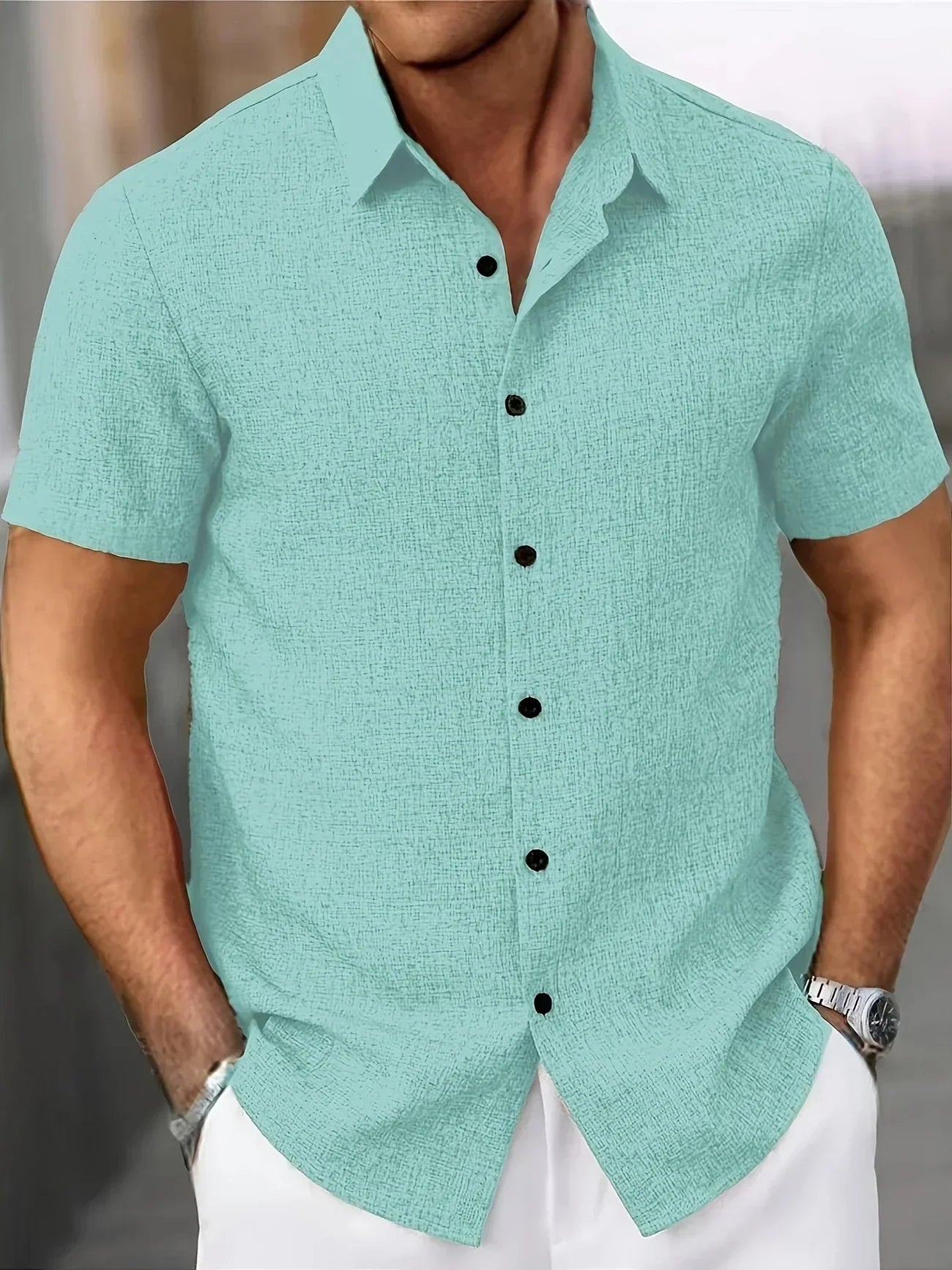 Polyester Blend Shirt – Button Front & Breathable Fit